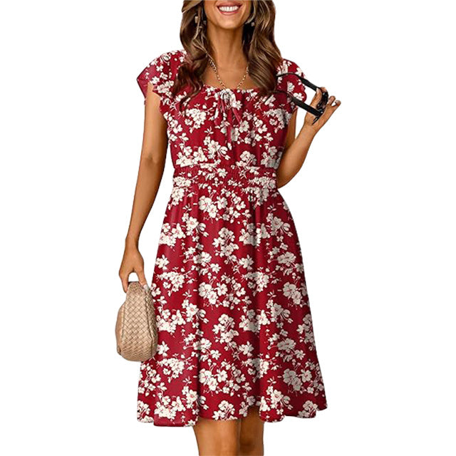 🔥2026 SUMMER DEAL🔥 Women‘s Boho Ruffle Sleeve Smocked Mini Dress